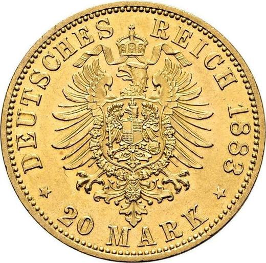 Реверс монеты - 20 марок 1883 года A "Пруссия" - цена золотой монеты - Германия, Германская Империя