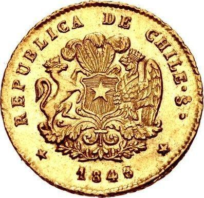 Аверс монеты - 1 эскудо 1846 года So IJ - цена золотой монеты - Чили, Республика