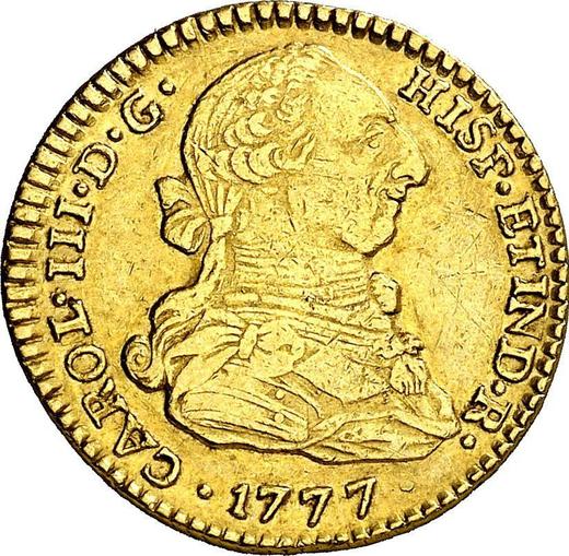 Аверс монеты - 2 эскудо 1777 года P SF - цена золотой монеты - Колумбия, Карл III