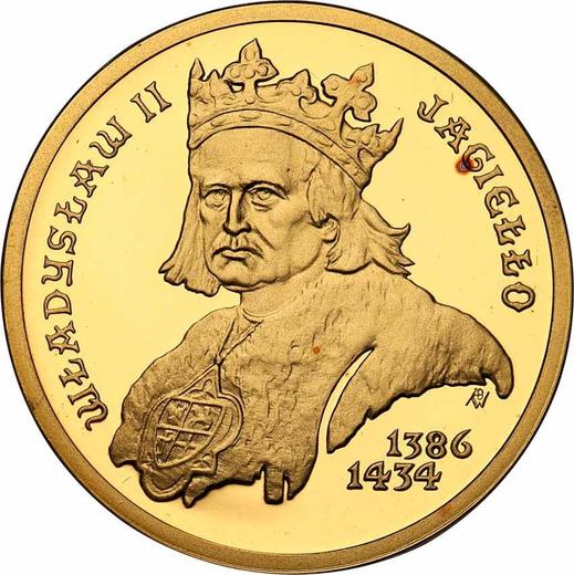 Reverso 100 eslotis 2002 MW AWB "Vladislao II Jagellón" - valor de la moneda de oro - Polonia, República moderna