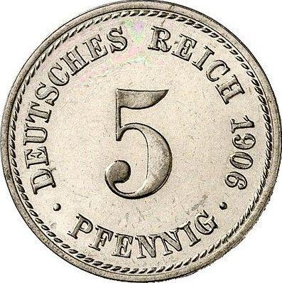 Аверс монеты - 5 пфеннигов 1906 года A "Тип 1890-1915" - цена  монеты - Германия, Германская Империя