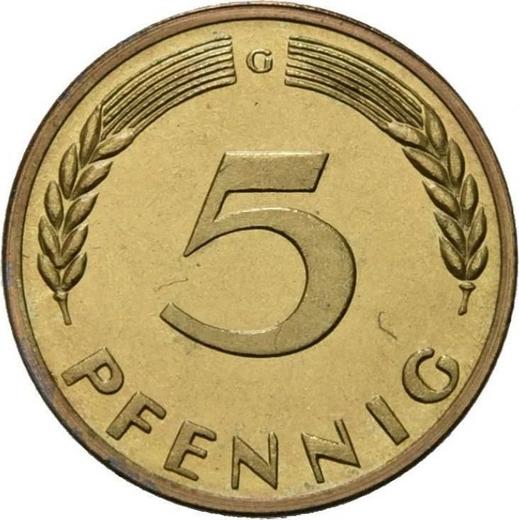 Аверс монеты - 5 пфеннигов 1950 года G - цена  монеты - Германия, ФРГ