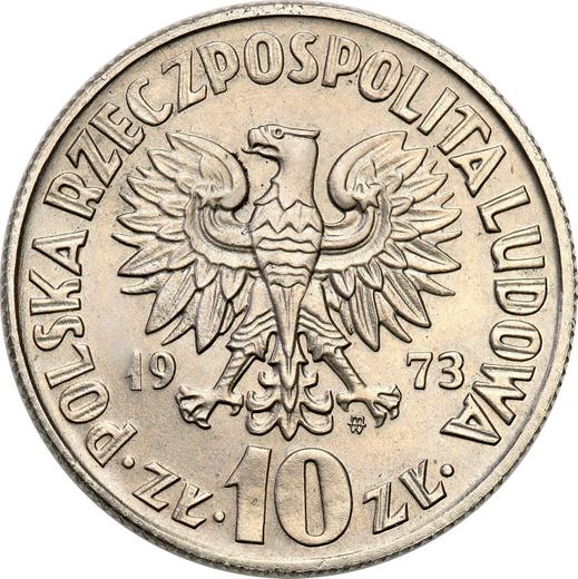 Аверс монеты - Пробные 10 злотых 1973 года MW JG "Николай Коперник" Никель - цена  монеты - Польша, Народная Республика