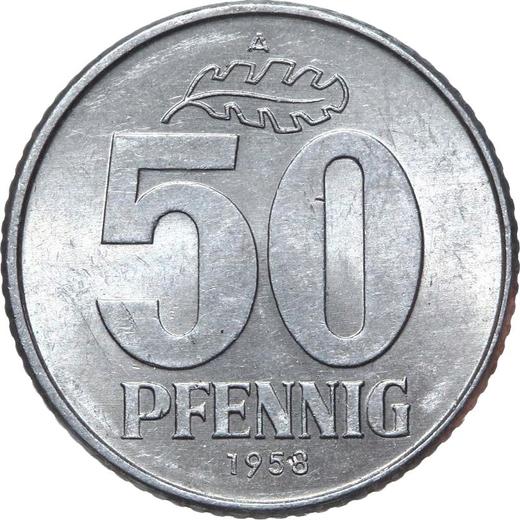 Anverso 50 Pfennige 1958 A - valor de la moneda  - Alemania, República Democrática Alemana (RDA)