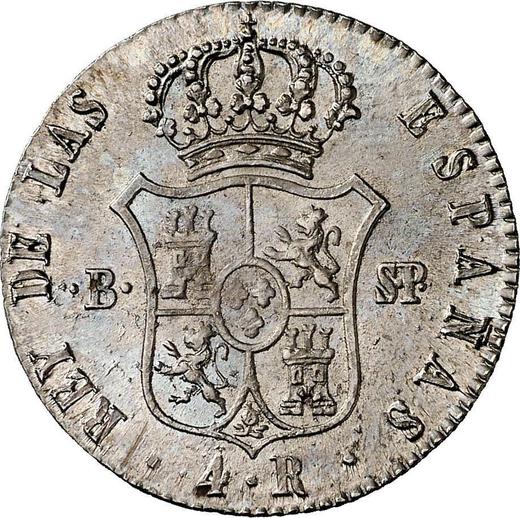 Rewers monety - 4 reales 1823 B SP "Typ 1822-1823" - cena srebrnej monety - Hiszpania, Ferdynand VII