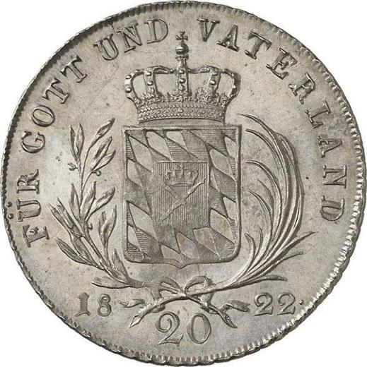 Реверс монеты - 20 крейцеров 1822 года - цена серебряной монеты - Бавария, Максимилиан I