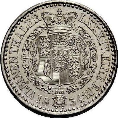 Reverso 1/6 tálero 1834 - valor de la moneda de plata - Hannover, Guillermo IV