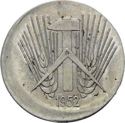 Reverso 5 Pfennige 1952-1953 Desplazamiento del sello - valor de la moneda  - Alemania, República Democrática Alemana (RDA)