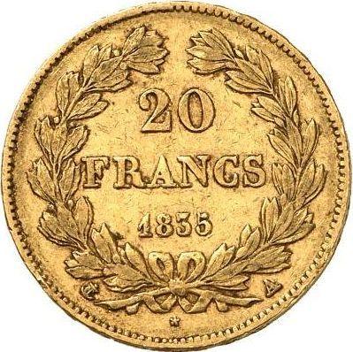 Reverse 20 Francs 1835 A "Type 1832-1848" Paris - France, Louis Philippe I