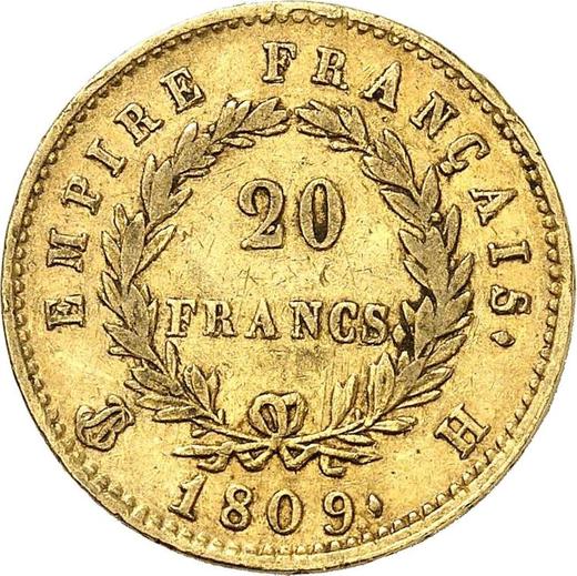 Реверс монеты - 20 франков 1809 года H "Тип 1809-1815" Ля-Рошель - цена золотой монеты - Франция, Наполеон I