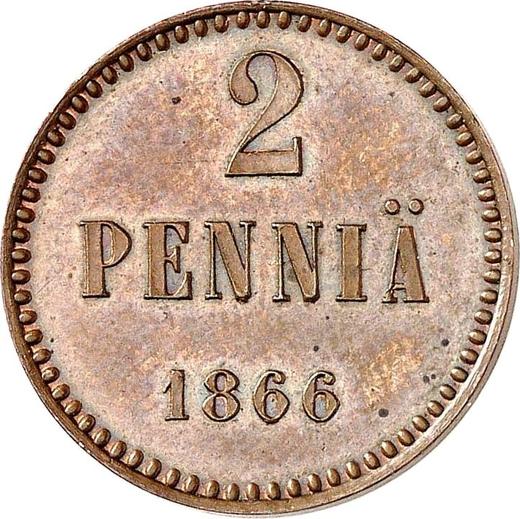 Аверс монеты - Пробные 2 пенни 1866 года С ободком - цена  монеты - Финляндия, Великое княжество