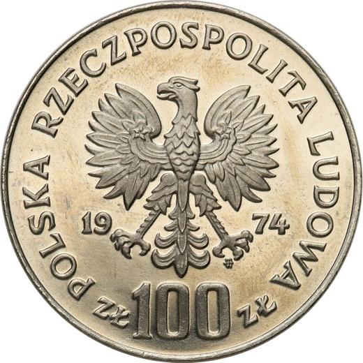 Аверс монеты - Пробные 100 злотых 1974 года MW SW "Королевский замок в Варшаве" Никель - цена  монеты - Польша, Народная Республика