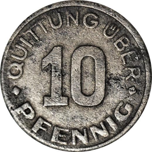 Reverso 10 Pfennige 1942 "Gueto de Lodz" Segunda tirada - valor de la moneda  - Polonia, Ocupación Alemana