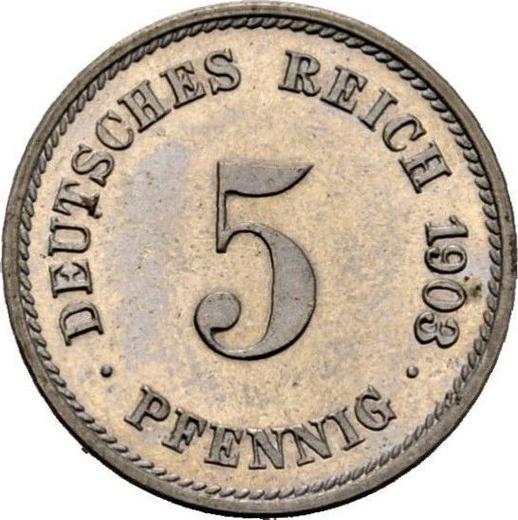 Anverso 5 Pfennige 1903 G "Tipo 1890-1915" - valor de la moneda  - Alemania, Imperio alemán
