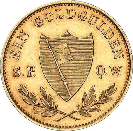 Реверс монеты - 1 гульден без года (1864) "Новогодний" Золото - цена золотой монеты - Бавария, Людвиг II