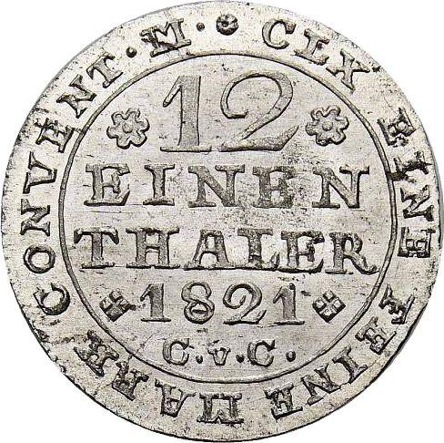 Reverso 1/12 tálero 1821 CvC - valor de la moneda de plata - Brunswick-Wolfenbüttel, Carlos II