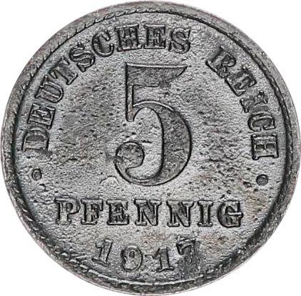 Аверс монеты - 5 пфеннигов 1917 года F "Тип 1915-1922" - цена  монеты - Германия, Германская Империя