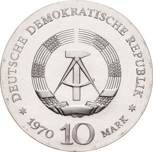 Rewers monety - 10 marek 1970 "Beethoven" - cena srebrnej monety - Niemcy, NRD
