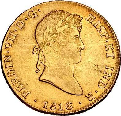 Аверс монеты - 8 эскудо 1816 года JP - цена золотой монеты - Перу, Фердинанд VII