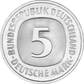 Anverso 5 marcos 1979 D - valor de la moneda  - Alemania, RFA
