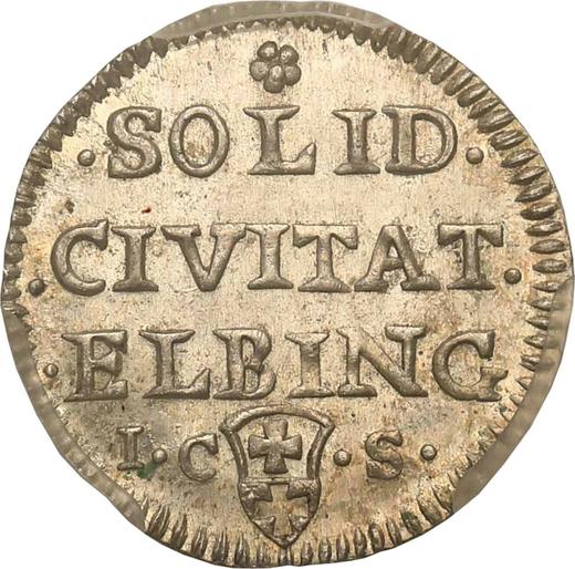Rewers monety - Szeląg 1763 ICS "Elbląski" Czyste srebro - cena srebrnej monety - Polska, August III