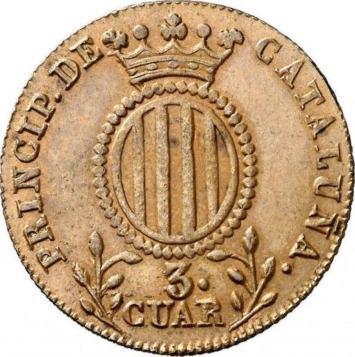 Revers 3 Cuartos 1838 "Katalonien" - Münze Wert - Spanien, Isabella II