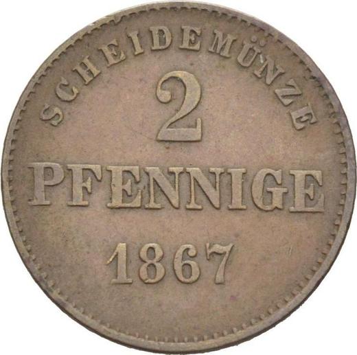 Rewers monety - 2 fenigi 1867 - cena  monety - Saksonia-Meiningen, Jerzy II