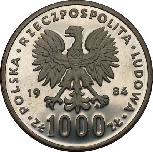 Аверс монеты - Пробные 1000 злотых 1984 года MW "Лебедь" Серебро - цена серебряной монеты - Польша, Народная Республика