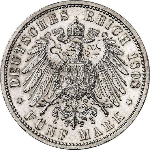 Reverso 5 marcos 1898 G "Baden" - valor de la moneda de plata - Alemania, Imperio alemán