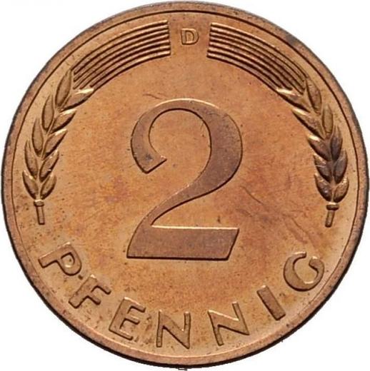 Anverso 2 Pfennige 1967 D "Tipo 1950-1969" - valor de la moneda  - Alemania, RFA
