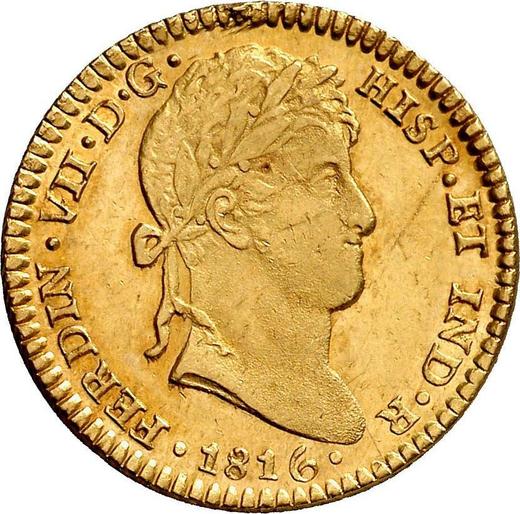 Awers monety - 2 escudo 1816 Mo JJ - cena złotej monety - Meksyk, Ferdynand VII