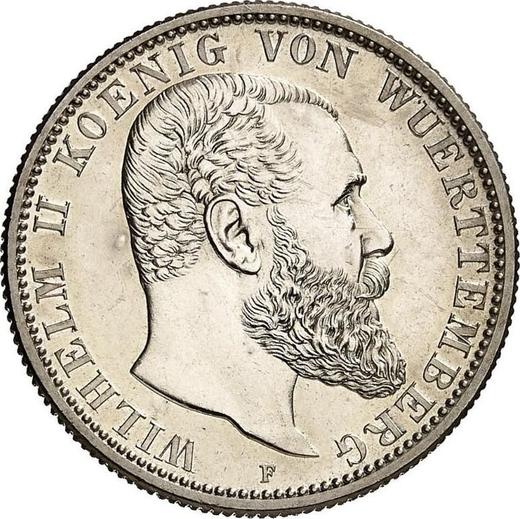 Аверс монеты - 2 марки 1904 года F "Вюртемберг" - цена серебряной монеты - Германия, Германская Империя