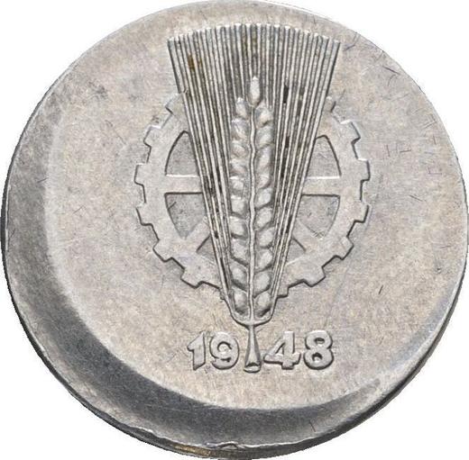 Reverse 1 Pfennig 1948-1950 Off-center strike -  Coin Value - Germany, GDR