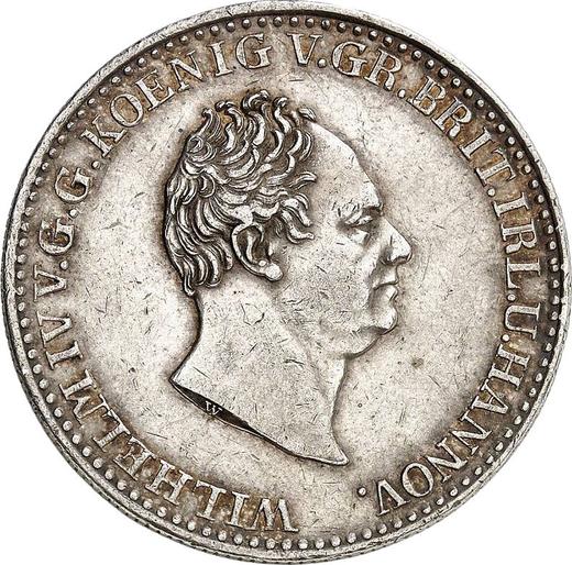 Аверс монеты - 2/3 талера 1834 года A "Серебряные рудники Клаусталя" - цена серебряной монеты - Ганновер, Вильгельм IV