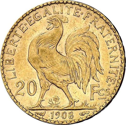 Reverse 20 Francs 1908 "Type 1907-1914" Paris - France, Third Republic