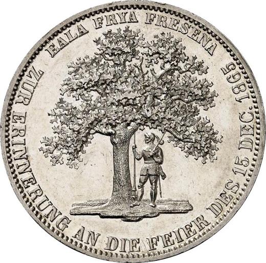 Reverso Tálero 1865 B "Día Santa de Frisia" - valor de la moneda de plata - Hannover, Jorge V