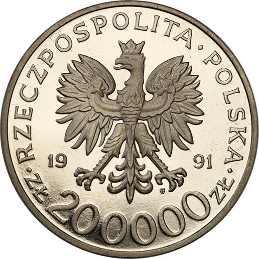 Awers monety - PRÓBA 200000 złotych 1991 MW SW "Leopold Okulicki 'Niedzwiadek'" Nikiel - cena  monety - Polska, III RP przed denominacją