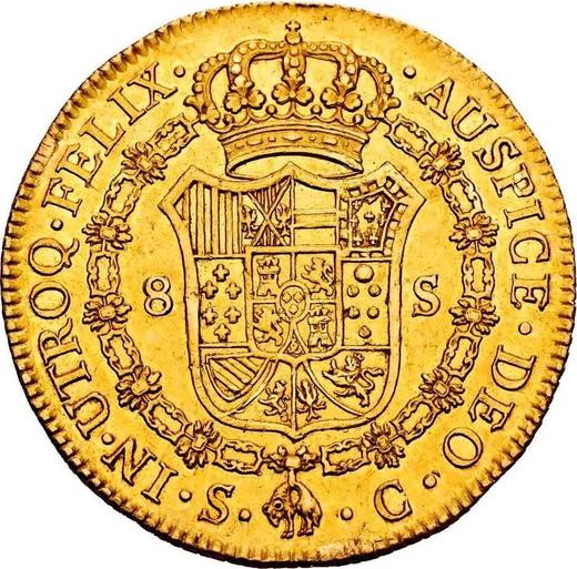 Реверс монеты - 8 эскудо 1790 года S C - цена золотой монеты - Испания, Карл IV