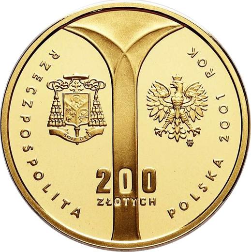 Anverso 200 eslotis 2001 MW EO "100 aniversario de sacerdote Stefan Wyszynski" - valor de la moneda de oro - Polonia, República moderna