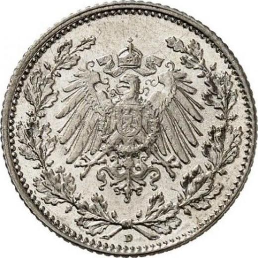 Реверс монеты - 1/2 марки 1912 года D "Тип 1905-1919" - цена серебряной монеты - Германия, Германская Империя