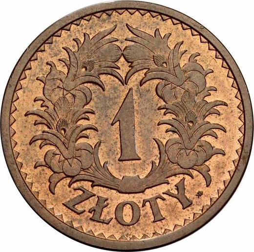Reverso Prueba 1 esloti 1928 "Corona de hojas" Bronce - valor de la moneda  - Polonia, Segunda República