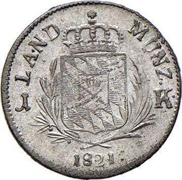 Реверс монеты - 1 крейцер 1821 года - цена серебряной монеты - Бавария, Максимилиан I