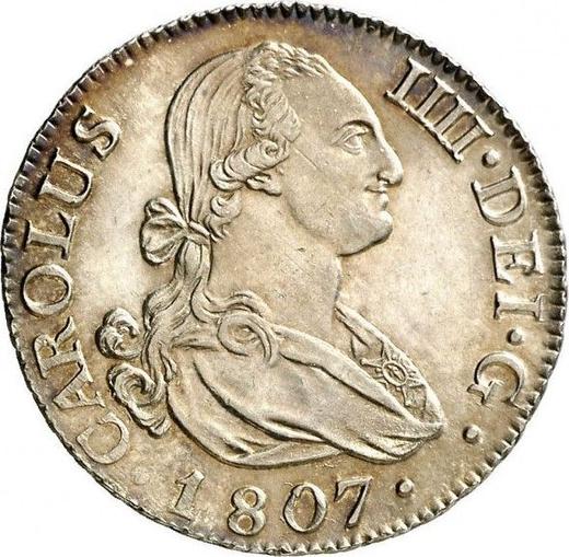 Аверс монеты - 2 реала 1807 года M AI - цена серебряной монеты - Испания, Карл IV