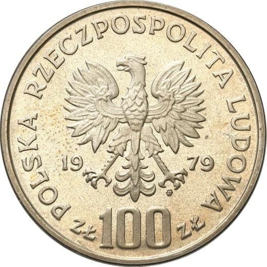 Аверс монеты - Пробные 100 злотых 1979 года MW "Рысь" Серебро - цена серебряной монеты - Польша, Народная Республика