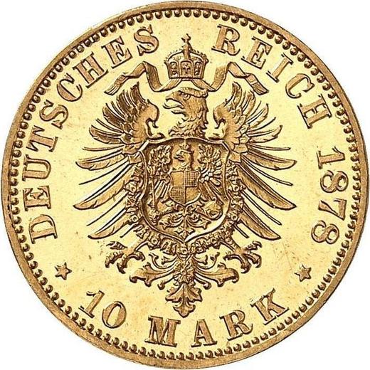 Rewers monety - 10 marek 1878 A "Meklemburgii-Schwerin" - cena złotej monety - Niemcy, Cesarstwo Niemieckie