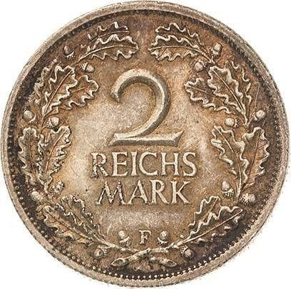 Rewers monety - 2 reichsmark 1927 F - cena srebrnej monety - Niemcy, Republika Weimarska