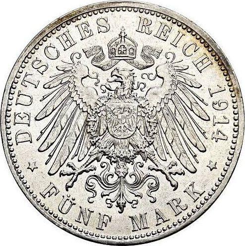 Reverso 5 marcos 1914 D "Bavaria" - valor de la moneda de plata - Alemania, Imperio alemán
