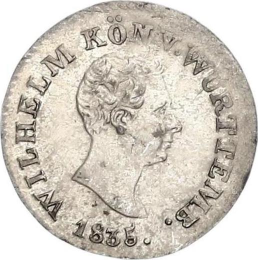 Anverso 3 kreuzers 1835 - valor de la moneda de plata - Wurtemberg, Guillermo I