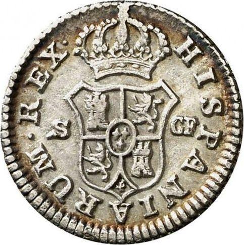 Реверс монеты - 1/2 реала 1779 года S CF - цена серебряной монеты - Испания, Карл III