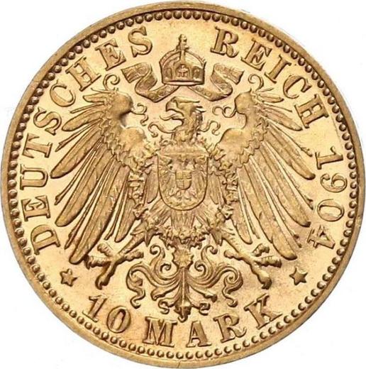 Rewers monety - 10 marek 1904 D "Bawaria" - cena złotej monety - Niemcy, Cesarstwo Niemieckie